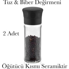 Store 2 Adet Tuz ve Karabiber Değirmeni 2 Adet Cam Gözde Öğütücü Kısmı Seramiktir Tuz Değirmeni