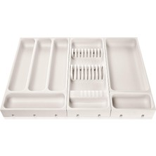 Store Flexispace 899430 Mutfak Gereçleri Için Çekmece Düzenleyici, Plastik, Beyaz, 37 x 22 x 4,5 cm