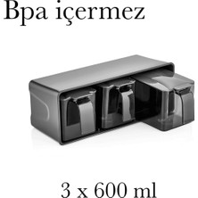 Store Baharatlık 600 ml 3 Gözlü Tezgah Üstü Stantlı Baharat Düzenleyici Sert Plastik