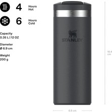 Store The Transit Fliptop Mug Termos 0.35 Litre - Siyah 2.0 | Paslanmaz Çelik