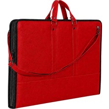 Store 40X55 cm Suni Deri Profesyonel Resim Proje Çantası Kırmızı – 35X50 cm Uyumlu, Çift Taraflı T Cetveli Aparatlı