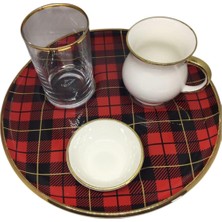 Store Tek Kişilik 4 Parça Porselen Yuvarlak Desenli Şık Tasarım Kahve Takımı