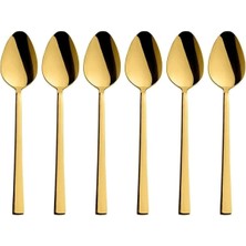 Store Parlak Gold Tatlı Kaşığı Seti, Kahvaltı Kaşık Seti, Paslanmaz Çelik, 6 Adet