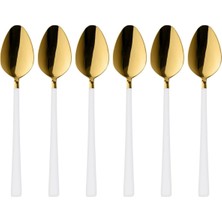 Store 6 Parça Tatlı Kaşığı Seti, Paslanmaz Çelik, Gold Beyaz, 16 Cm, 110 Gram, Elde Yıkanabilir