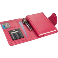 Store 5194 Ajanda Tarihsiz Kareli 14X20 Cm. Ajanda/defter Hesap Makineli Suni Deri Organizer, Fuşya
