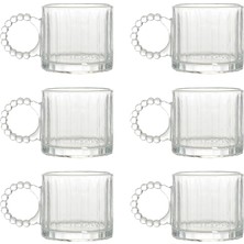 Store Kristal Cam Bardak Seti, 300ML, 6 Parça, Boncuk Kulplu
