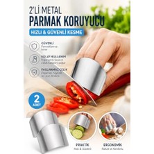 Defne Store 2'li Metal Parmak Koruyucu, Hızlı ve Güvenli Kesme Için Paslanmaz Çelik Koruyucu Aparat