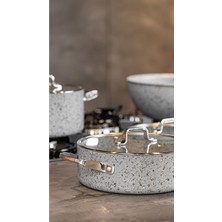 Store Stone-Age Çizilmez Yanmaz Yapışmaz Indüksiyon 22 cm Basık Tencere