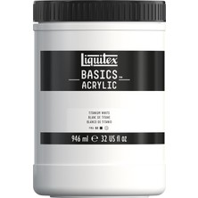Store 4332432 Basics – Akrilik Boya, Monopigmente Sanatçı Pigmentleri, Solmaz, Orta Viskozite, Aşif Kalitesi, Ipek Parlaklığında Kaplama, 946 ml Tencere, Titanyum Beyazı
