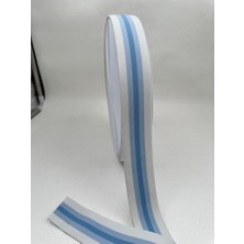 Defne Store 4 cm Çizgili Dokuma Lastik-5 Metre (Beyaz-Mavi)
