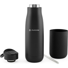 Store Siyah 500 ml Çelik Okul Matarası - Silikon Gövdeli (Nokta) Çelik Termos - 50026
