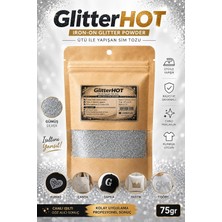 Store Ütü ile Yapışan Toz Sim, 75 Gr, Elbise Tişört Kumaş Simi (Gümüş, Ince Taneli (0,4mm))