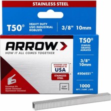 Store Fastener 506SS1 T50 Paslanmaz Çelik Zımba Teli, 1 Cm, 1000 Adet