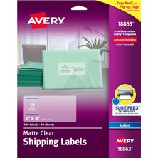 Store Mürekkep Püskürtmeli Yazıcılar Için Şeffaf Kolay Soyulabilir Gönderim Etiketleri 5 cm x 10 Cm, 100'LÜ Paket (18863), Beyaz