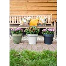 Defne Store Nayla Gri Plastik Saksı 25X23 cm