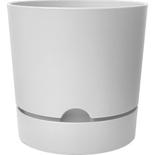 Store Begonya Saksı Tabaklı Drenajlı Mat Plastik Çiçek Saksısı (1 Adet, 3,3 Litre, 18CM, Beyaz)