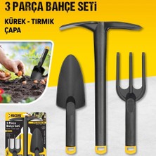 Store Sert Plastik Üçlü Bahçe Seti, Hobi Kürek - Çapa - Tırmık Bahçıvan Seti, Yüksek Basınca Dayanıklı Gövde, Paslanma Derdi Yok