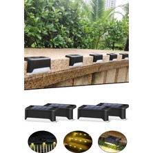 Store Solar Güneş Enerjili Köşebent Merdiven Veranda Bahçe LED Lamba 4lü Dekor Bahçe Aydınlatma 1430