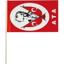 Store Benim Marifetlerim - Çubuklu Çıtalı Atatürk Baskılı Bayrak 2 Adet