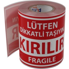 Store Kırılır Etiketi Büyük Boy Kuşe, Fragile Label Yapışkanlı Etiket 100X150MM Ruloda 250 Adet Sticker, Koli Için Çıkartma Güvenlik Etiketi, Dikkat Kırılır Uyarı Etiketi, Paketleme