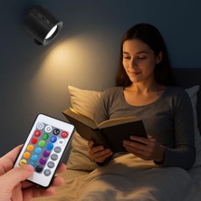 Store Magnetik Yapışkanlı Uzaktan Kumandalı Işık Oda Salon Işıklandırmak Için Lamba Iç Mekan Için Uygun Şarjlı Aydınlatma Yatak Odası Çocuk Odası Aydınlatması BD80A (BD80A - Siyah)