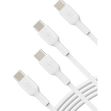 Defne Store Usb-C - Usb-C Kablosu 1m/3.3ft, iPhone 15, iPhone 15 Pro, iPhone 15 Pro Max, iPhone 15 Plus, Galaxy S23, S22, Not, Piksel ve iPad Pro ile Uyumlu, Beyaz, Hızlı Şarj Kablosu, 2'li