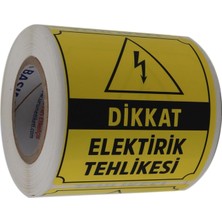Store Dikkat Elektirik Tehlikesi Etiketi 70MM x 80MM Ruloda 250 Adet