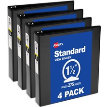 Store Economy View Binder, 3,8 cm Yuvarlak Halka, Siyah, (5725) 1.5 Inch