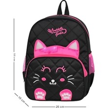 Defne Store 26X33X16 cm Kapitone Kedi Desenli Anaokulu Sırt Çantası