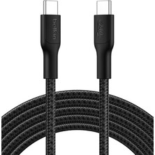 Defne Store Eco Örgülü Usb-C - Usb-C Kablosu, 3 M, 240 W, Yumuşak ve Esnek Hızlı Şarj Kablosu, iPhone 16, Galaxy S25, Pixel 9, MacBook ve iPad Pro Uyumlu, Siyah (Usb 2.0)