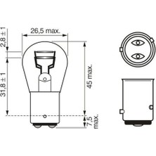 Defne Store Ampul 12V 21/4W 1016 Yakın Tırnak Çift Duy Şasi 10 Adet