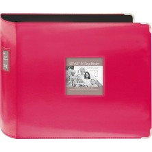 Store Pioneer T-12JF/C 12"X12" Jumbo Dikişli Suni Deri Metal Köşe 3 Halkalı Bağlayıcı Karalama Defteri, Parlak Pembe