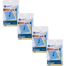 Store Yazın ve Silme Dayanıklı Plastik Mini Ayırıcılar, 3 Halkalı Klasör ve 7 Halkalı Klasörler Için, 5,5 Inç x 8,5 Inç, 5 Sekmeli Setler, Çok Renkli, 4 Bölmeli Bölme Seti (21982)