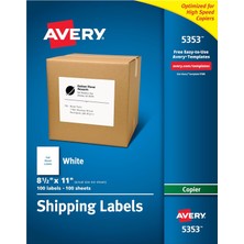 Store Fotokopi Makineleri Için Sevkiyat Etiketleri, 8-1/2" x 11" Tam Sayfa Etiket, 100 Mat Beyaz Etiket, 5 Paket (5353)