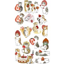 Store Strawberry Cat Çilek Kedi Tablet Telefon Laptop Ajanda Bullet Journal Sticker -Suya Dayanıklı Etiket