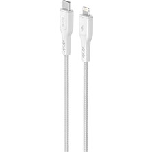 Defne Store 30W Hızlı Şarj Destekli Type-C To Lightning Şarj ve Data Aktarım Kablosu 1 Metre Beyaz