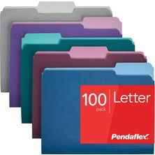 Store Pendaflex Iki Tonlu Renkli Dosya Klasörleri, A4 Boy, Karışık Renkler, 100'LÜ Paket