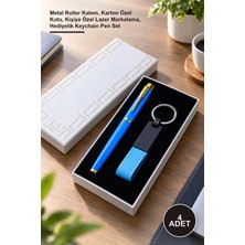 Yenilig 4 Adet Kutulu Kalem Anahtarlık Seti – Metal Roller Kalem, Karton Özel Kutu, Kişiye Özel Lazer Markalama, Hediyelik Keychain Pen Set
