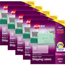 Store Mat Buzlu Saydam Adres Etiketleri, Lazer Yazıcılar Için, 5 cm x 10 Cm, 500 Etiket, 5 Paket (5663)