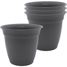 Store 8 Inç Eclipse Yuvarlak Ekici Tabaklı - Çiçekler, Sebzeler ve Otlar Için Iç Mekan Dış Mekan Bitki Saksısı, Sıcak Gri (4'lü Paket)