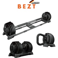 Bezt Premium Sports Ayarlanabilir 3 In 1 Halter Kettlebell Dambıl seti 24KG Siyah