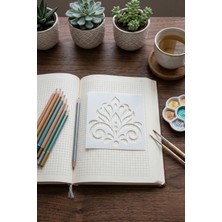 Karmelom Studio Mandala Çizim Boyama Yaprak Desenli Şablon Cetvel