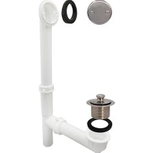 Defne Store 597244-07 Beyaz 1-1 1/2 Inç Atıkı Saten Nikel 1 Boru Şeklinde Çekme ve Boşaltma Banyo