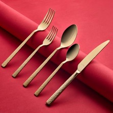 Defne Store Yarı Mat Gold Çatal Kaşık Bıçak Takımı, 12 Kişilik 60 Parça