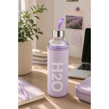 Tohana H2O Sağlıklı Cam Matara 1000 ml Su Şişesi, Pastel Renk Kılıflı 1 Lt Sporcu Suluğu