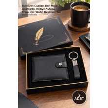 Yenilig 3 Adet Hediyelik Cüzdan Anahtarlık Set – Suni Deri Cüzdan, Deri Metal Anahtarlık, Hediye Kutusu, Erkek Için, Wallet Keychain Set