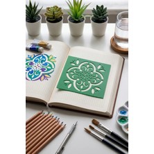 Karmelom Studio Mandala Çizim Boyama Yonca Desenli Şablon Cetvel