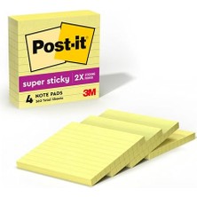 Defne Store Kendinden Yapışkanlı Çizgili Not Kağıtları, 4"x4", 4/paket, Kanarya Sarısı, 90 Yaprak, W/90 Sheets