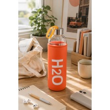Tohana H2O Sağlıklı Cam Matara 1000 ml Su Şişesi, Pastel Renk Kılıflı 1 Lt Sporcu Suluğu