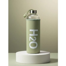 Tohana H2O Sağlıklı Cam Matara 1000 ml Su Şişesi, Pastel Renk Kılıflı 1 Lt Sporcu Suluğu